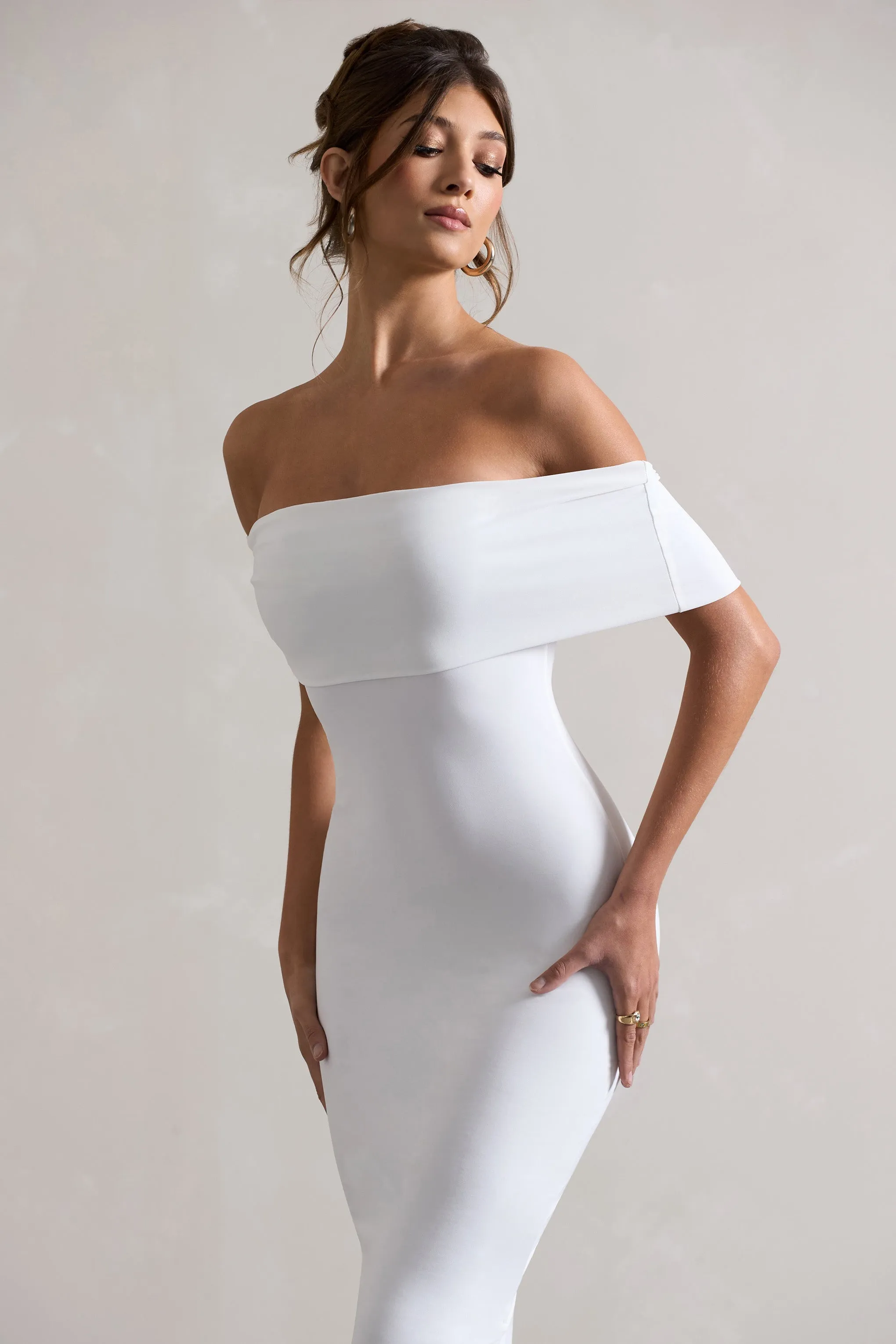 Averie White Bodycon Bardot Dress