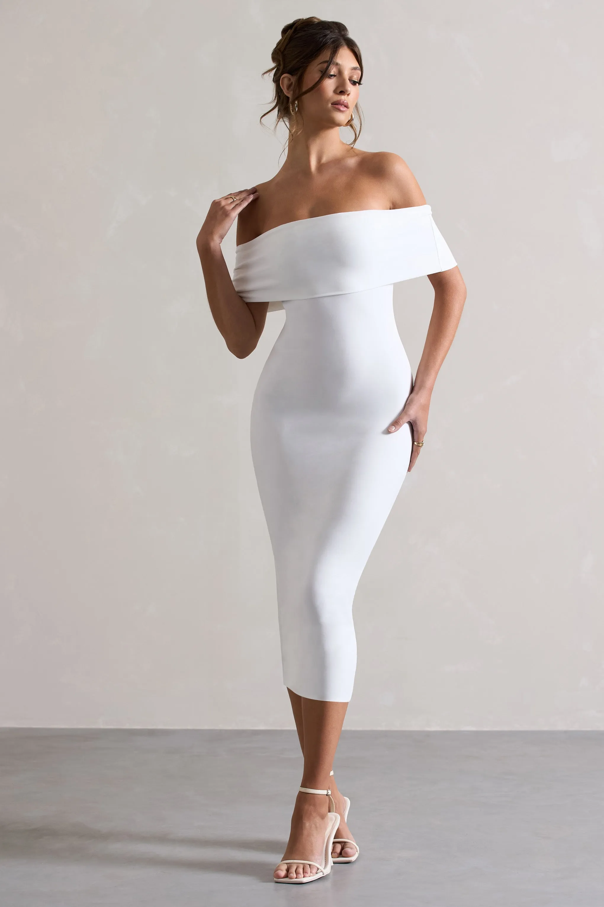 Averie White Bodycon Bardot Dress