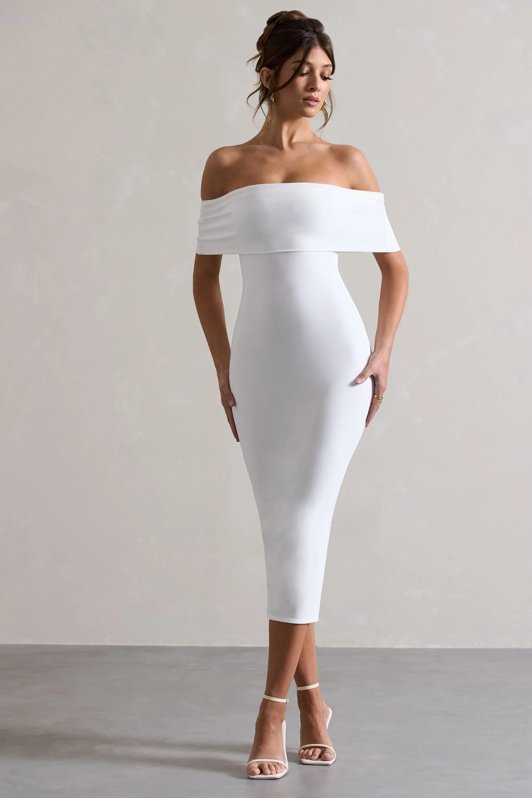 Averie White Bodycon Bardot Dress