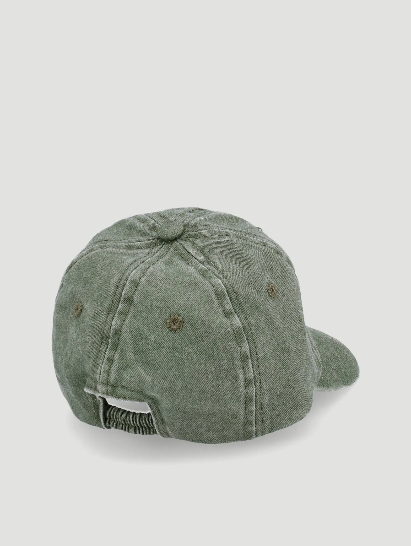 Baby Boys Chambray Peak Hat With Embroidery - Olive