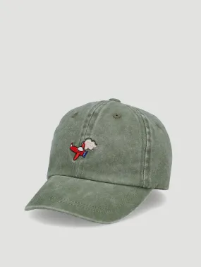 Baby Boys Chambray Peak Hat With Embroidery - Olive