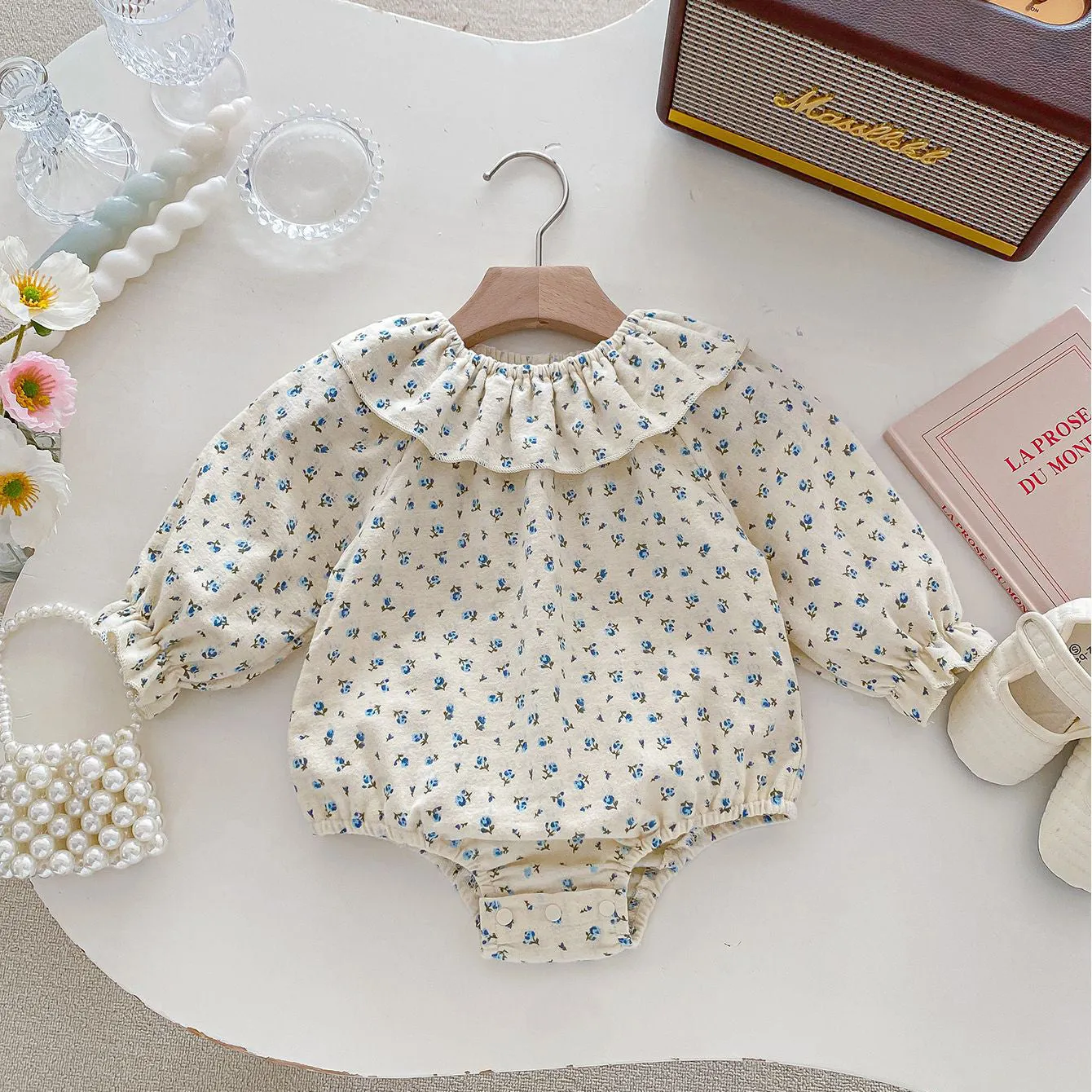 Baby Kid Girls Flower Print Rompers Wholesale 240301132