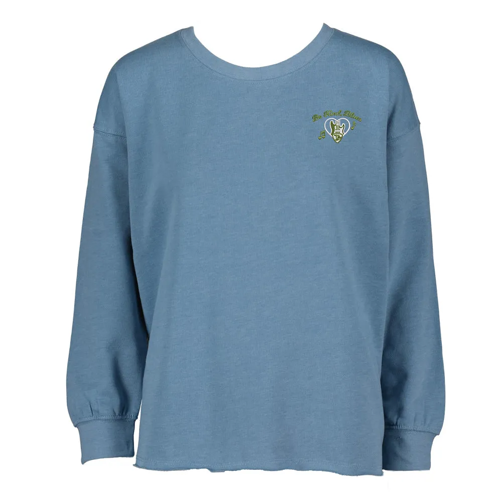 Be Kind, Blues Drop Shoulder Beach Fleece Crew (Women)