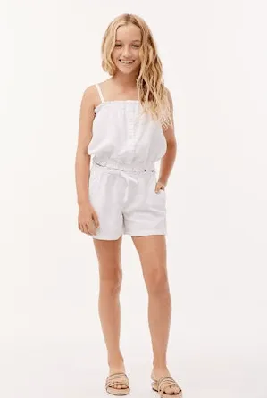 Bella Dahl Girl Button Front Ruffle Short in White