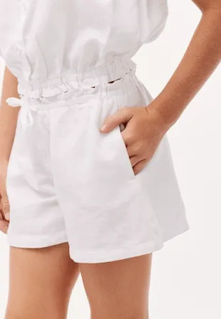 Bella Dahl Girl Button Front Ruffle Short in White