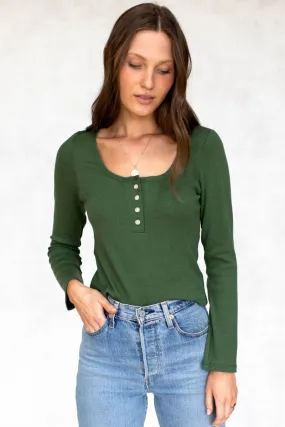 Bella Long Sleeve Knit Top - Moss Organic