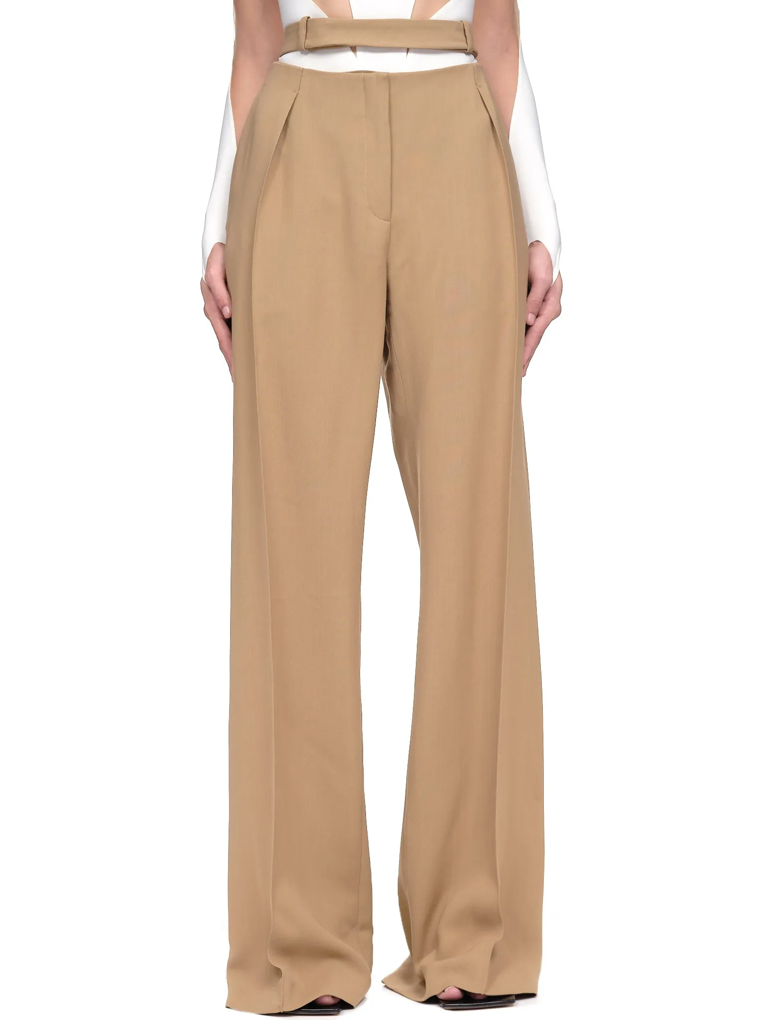 Belted Fluid Trousers (1PA0367182-STONE)