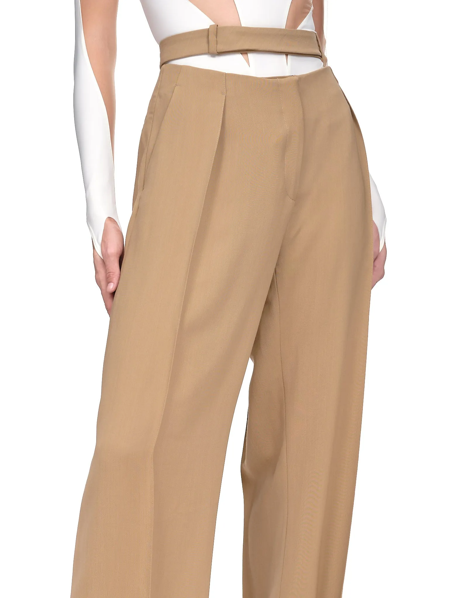 Belted Fluid Trousers (1PA0367182-STONE)