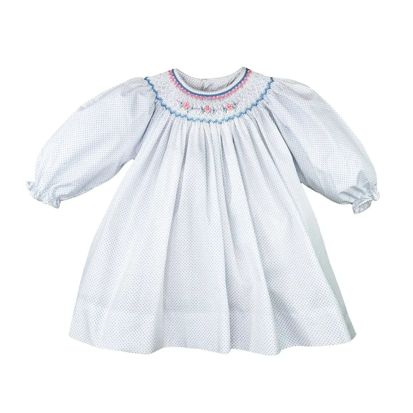 Bishop Smocked Long Sleeve Dress Set | Blue Dot