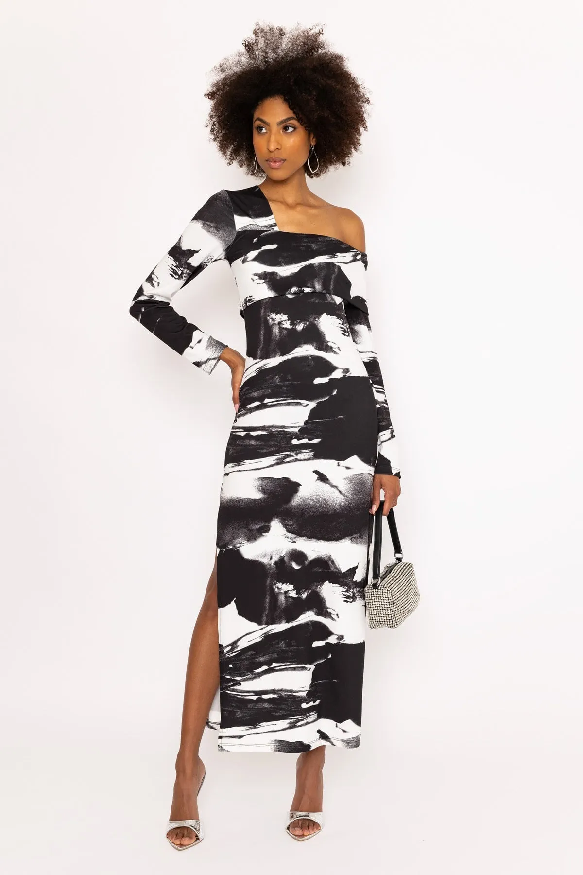 Black & White Print Savannah Midi Dress