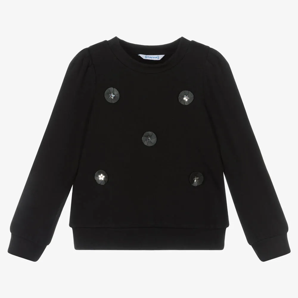 Black Appliqué Sweatshirt