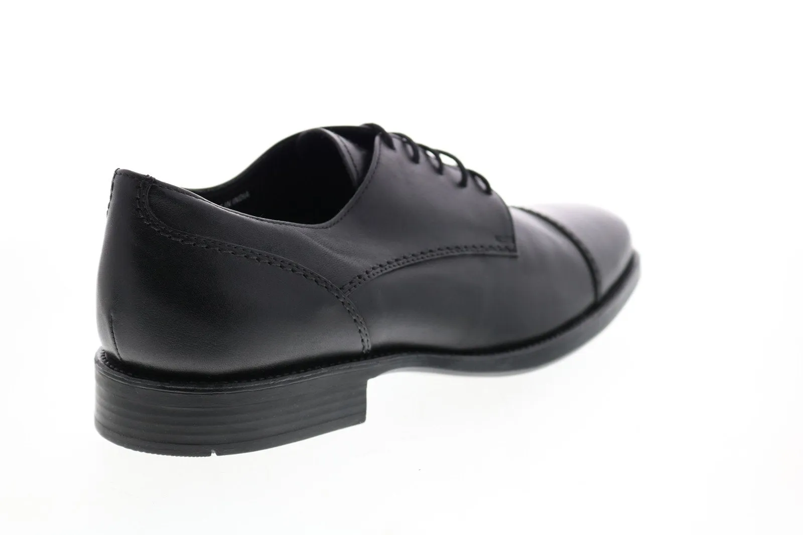 Black Leather Men's Oxfords with Cap Toe & Laces