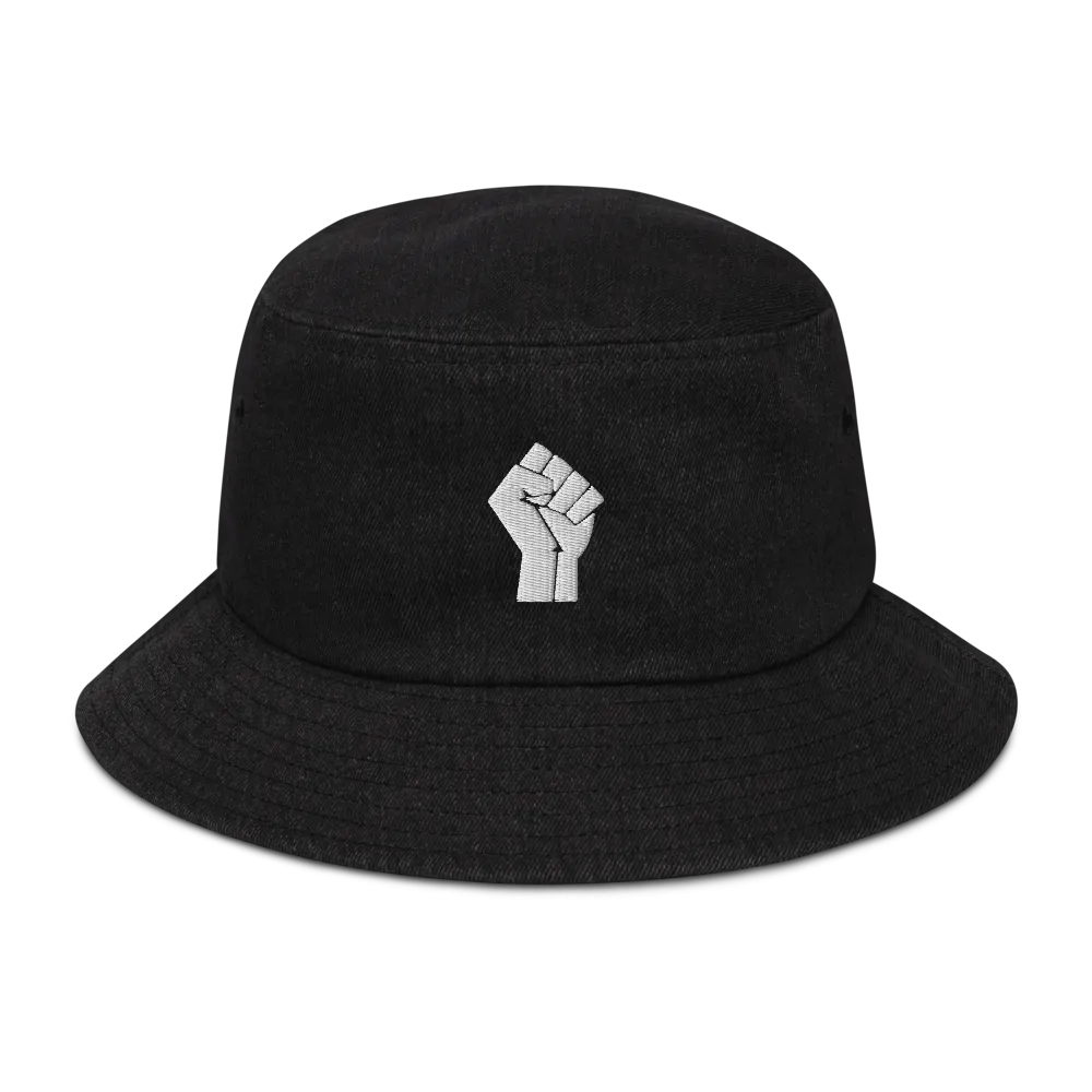 Black Power Denim Bucket Hat