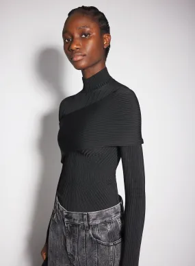 black sculpting knit top