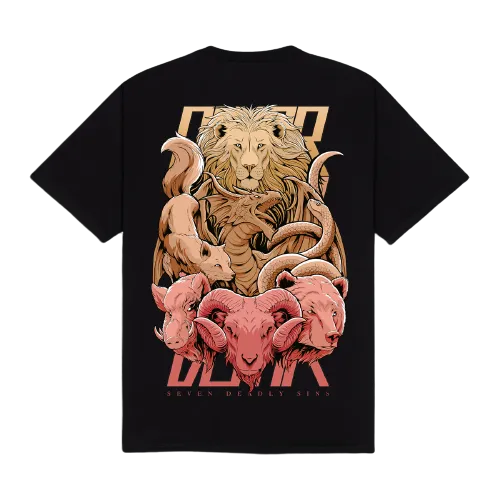 Black t-shirt with 7 deadly sins design