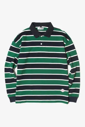 Blacksmith - Striped Long Sleeve Polo - Forest Green