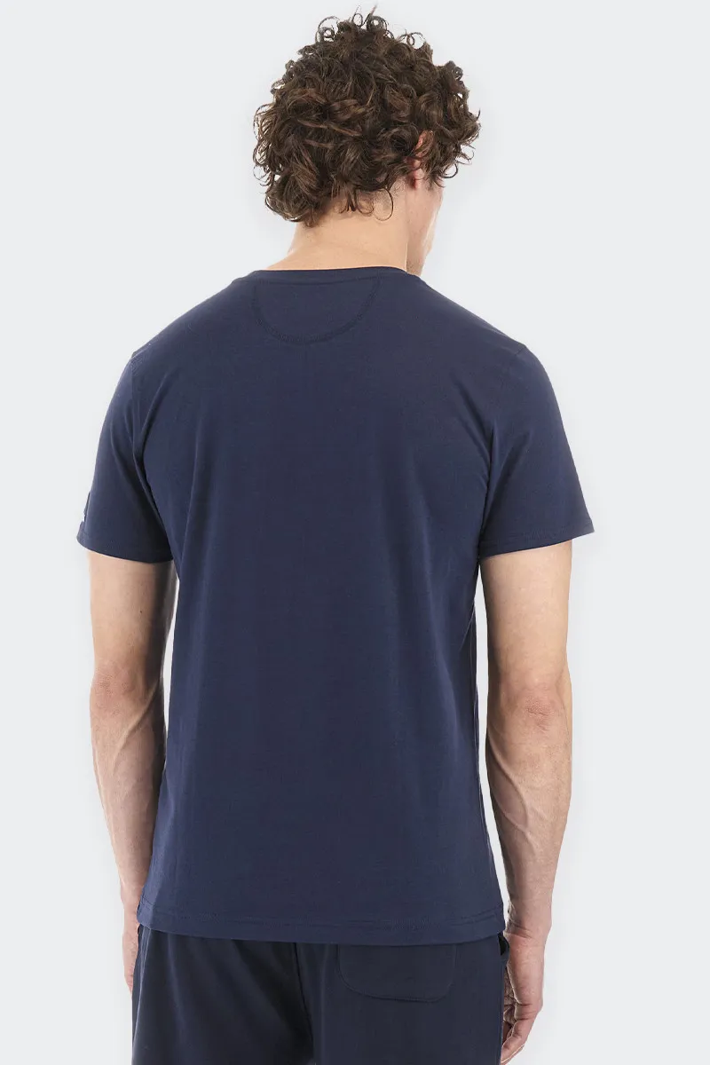 Blue Cotton Regular Fit T-Shirt