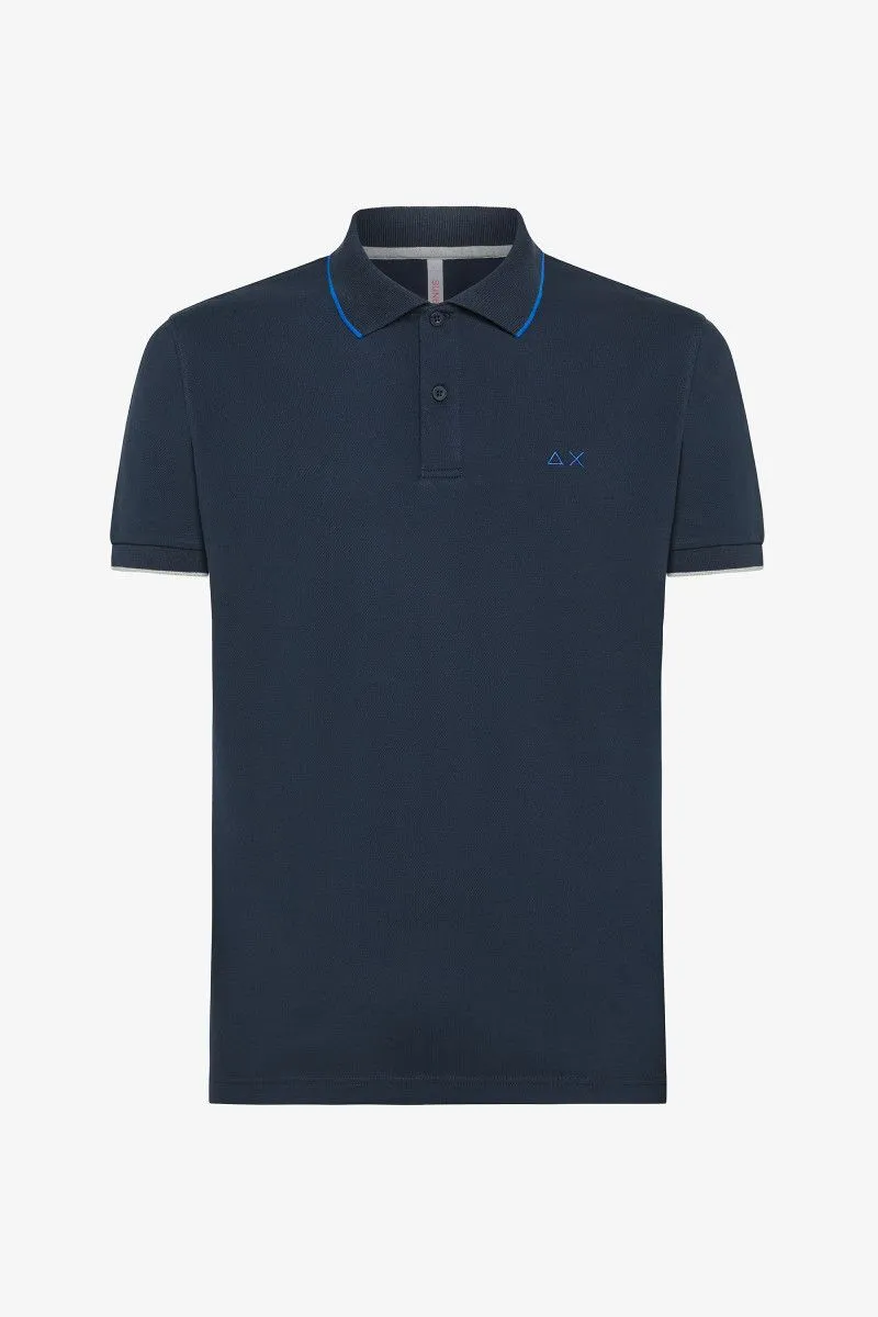 Blue men's polo-shirt.