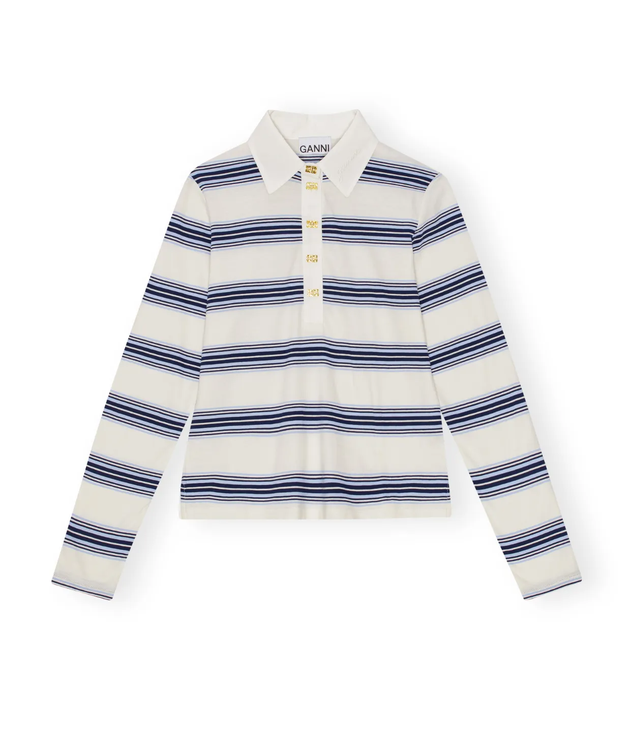 Blue Striped Long Sleeve Polo