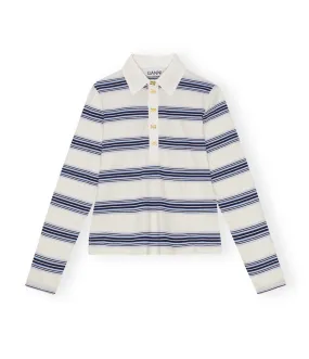 Blue Striped Long Sleeve Polo