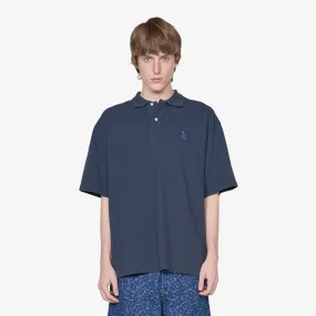 Bold Fox Head Patch Oversize Polo Deep Navy - Rewrite: Large Navy Polo Shirt with Bold Fox Patch