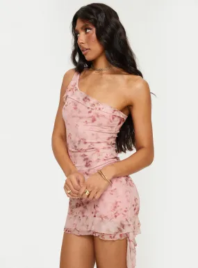 Pink Mini Dress with One Shoulder Bramwell