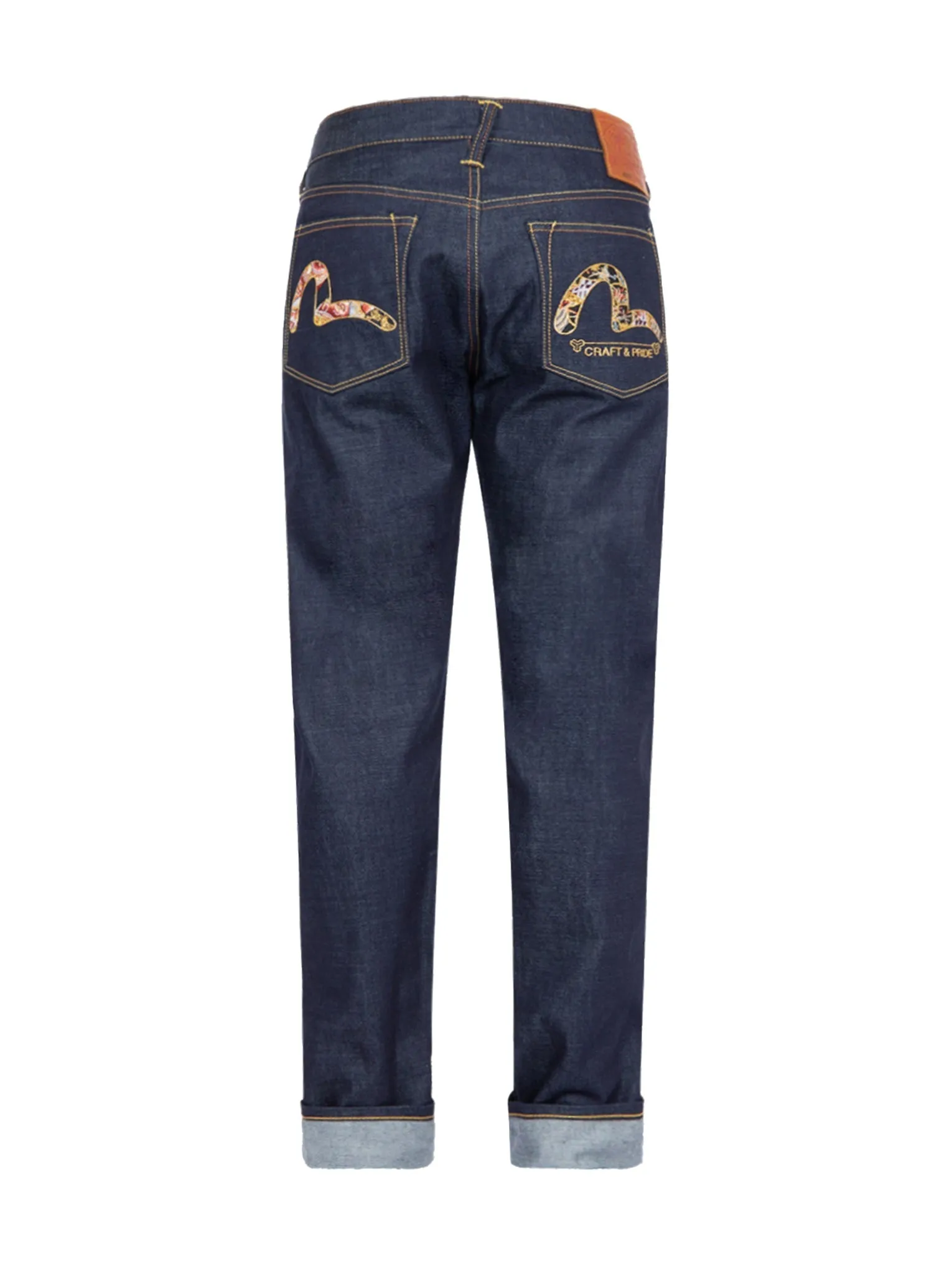 Brocade-pattern Seagull Embroidery Carrot-Fit Jeans #2017