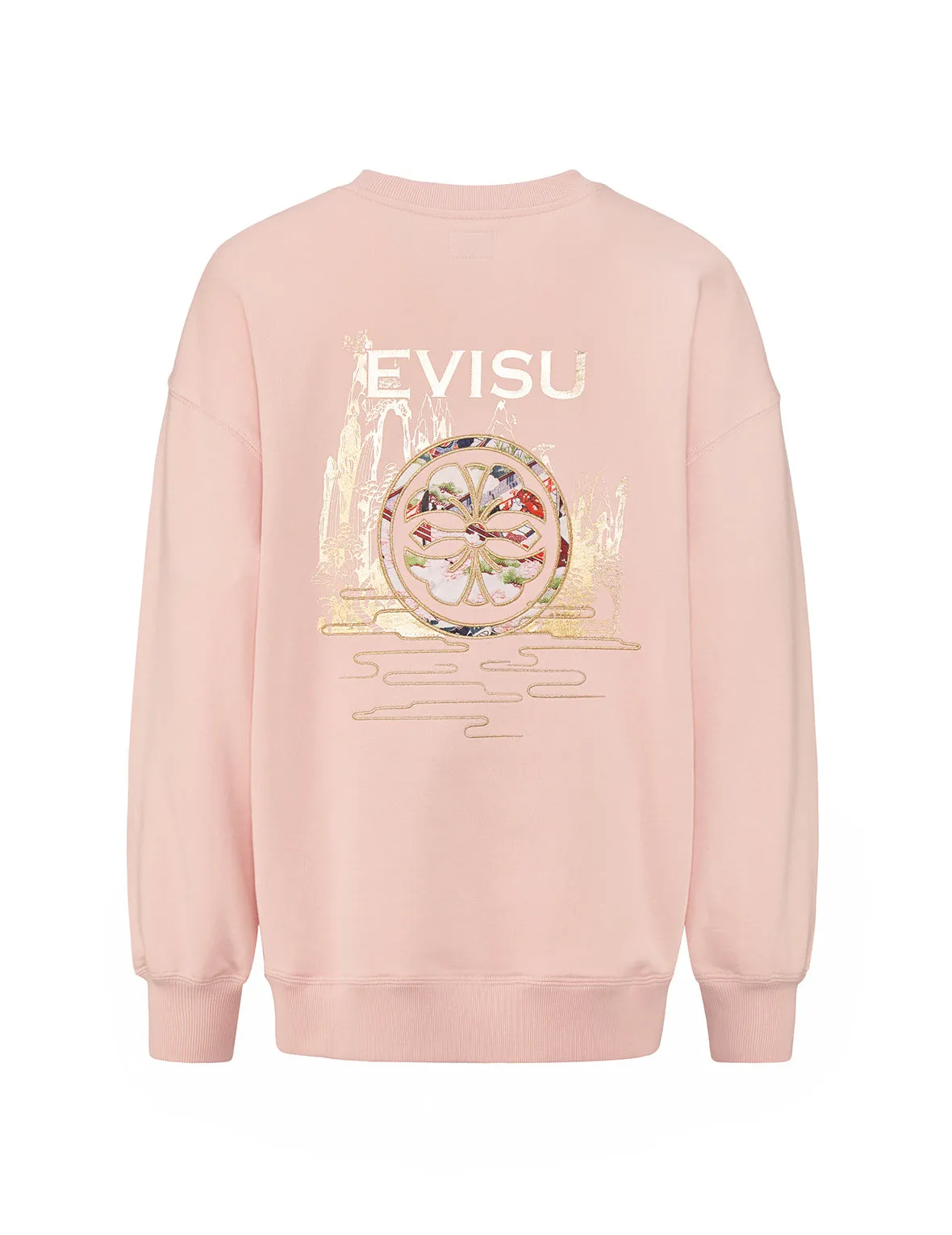 Brocade-patterned Kamon Appliqué Oversized Sweatshirt