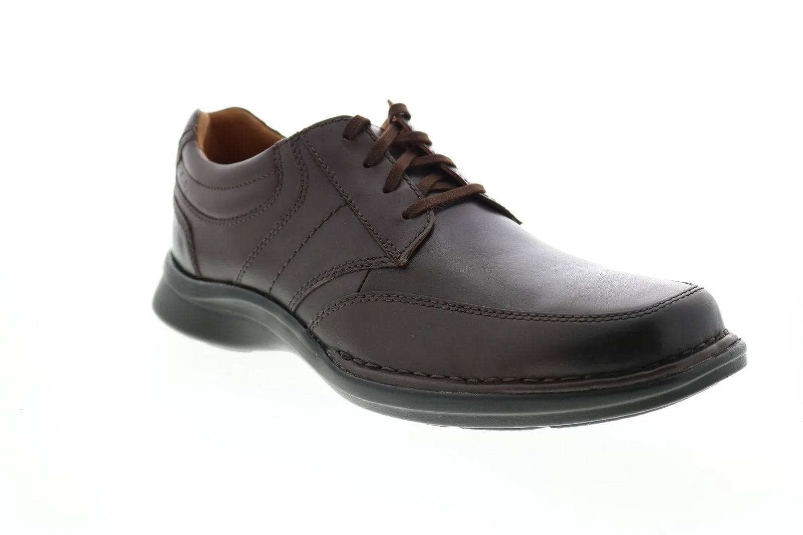 Brown Men's Lace-up Oxford Shoes with Plain Toe