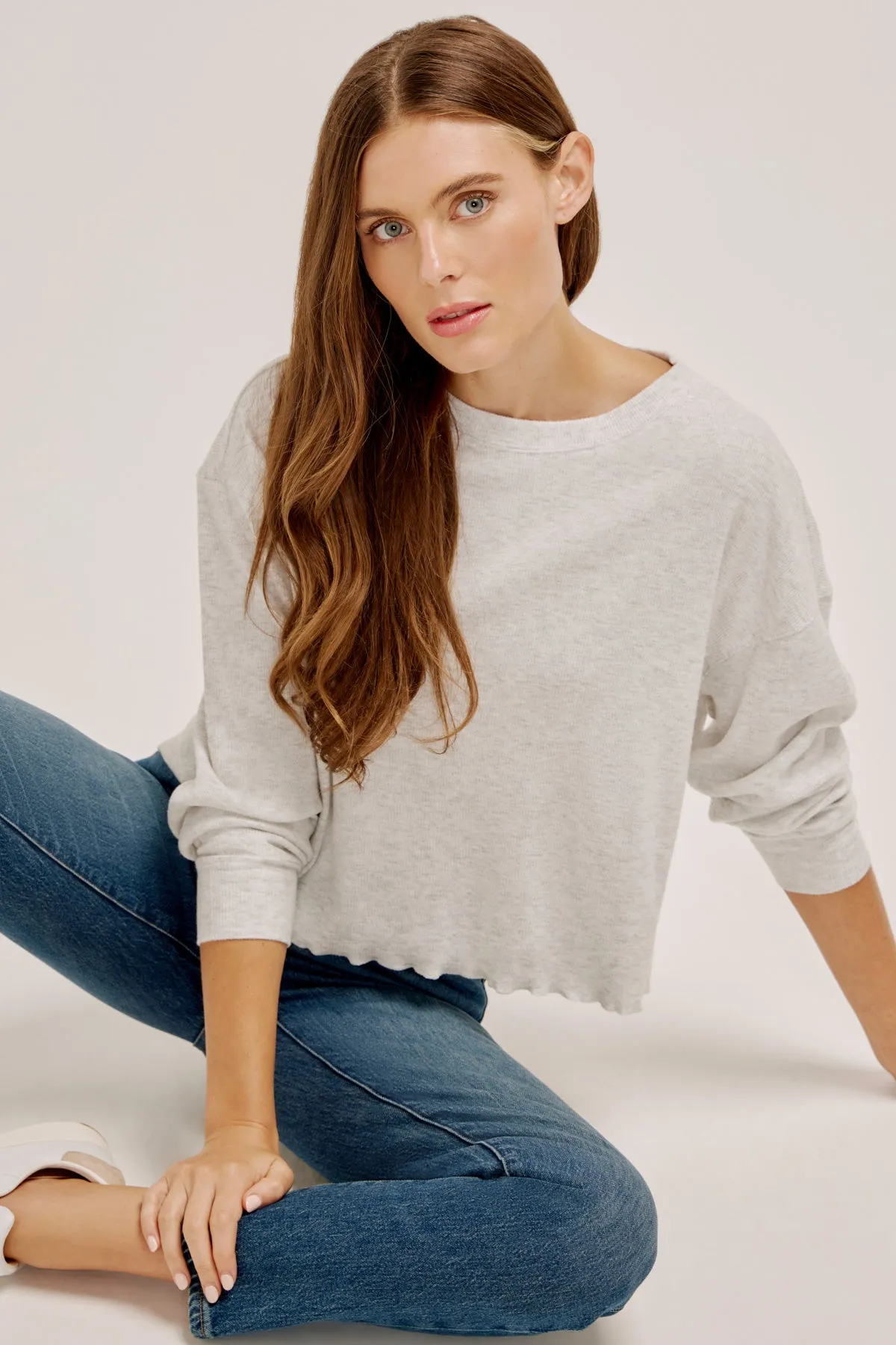 Brushed Drop Shoulder Long Sleeve Tee