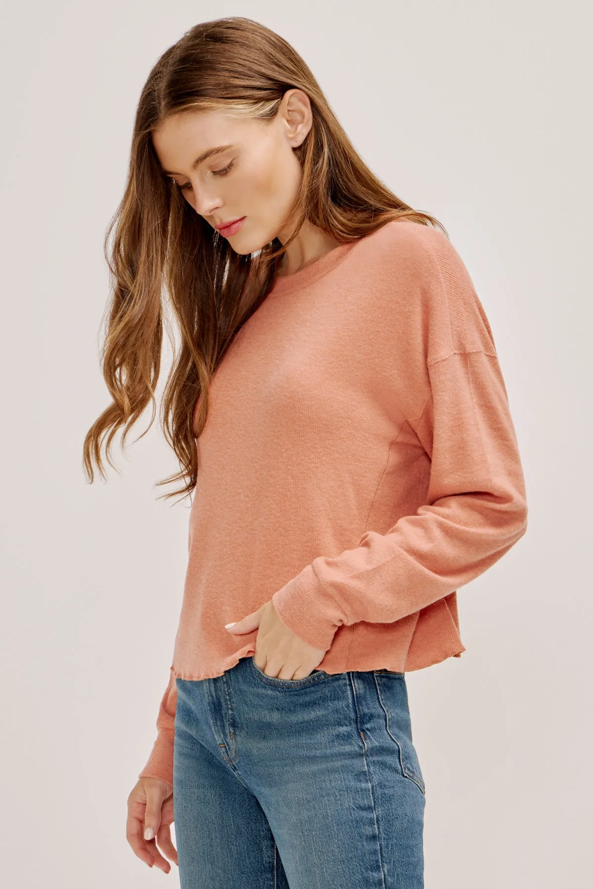 Brushed Drop Shoulder Long Sleeve Tee