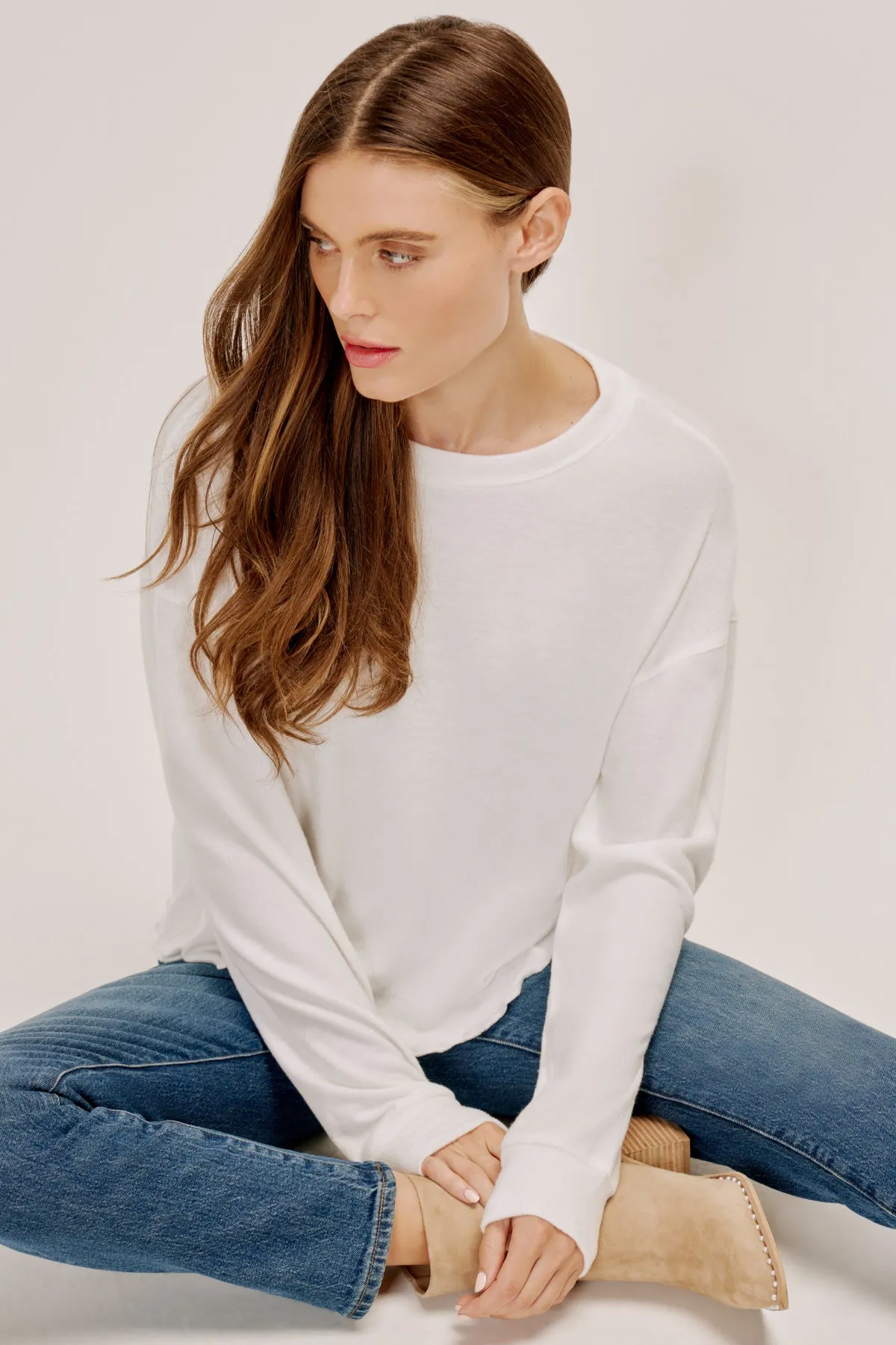 Brushed Drop Shoulder Long Sleeve Tee