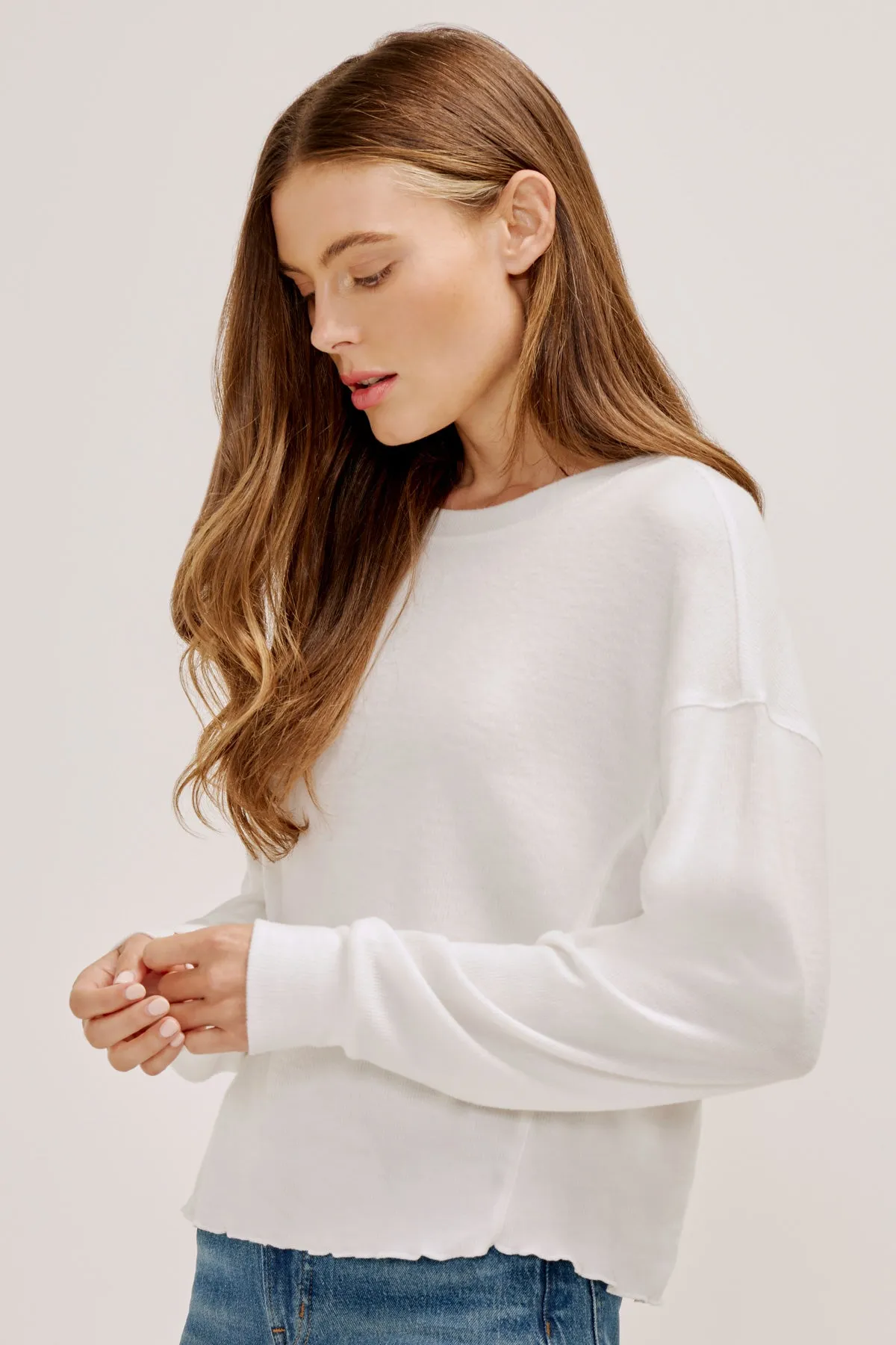 Brushed Drop Shoulder Long Sleeve Tee