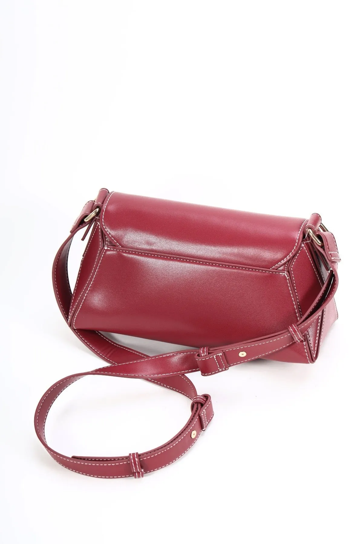 Burgundy Paneled Crossbody Bag