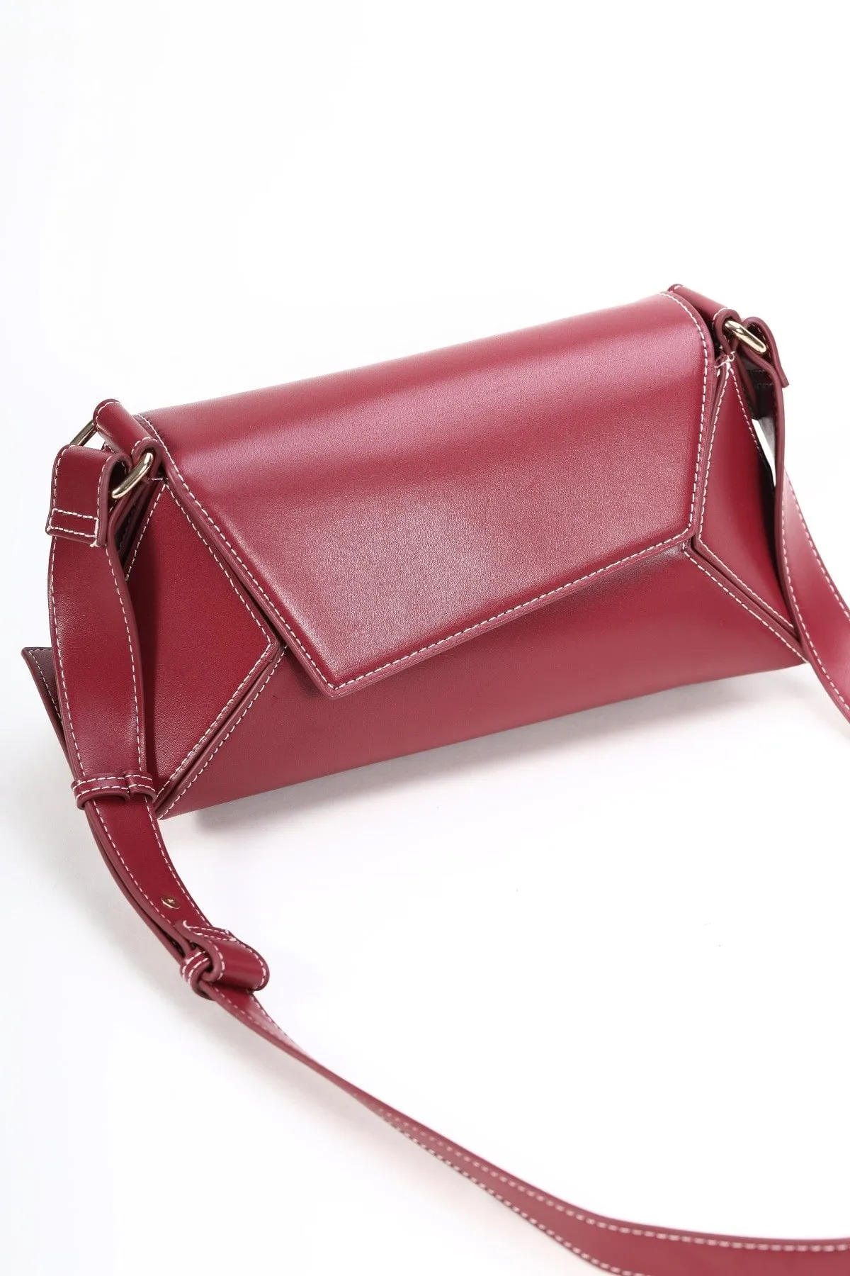 Burgundy Paneled Crossbody Bag