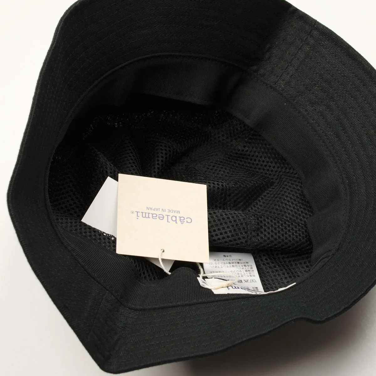 cableami black linen herringbone bucket hat