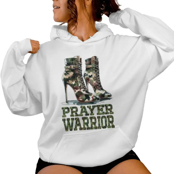 Camo Heels Prayer Warrior Church Service Religious Woman Women Hoodie