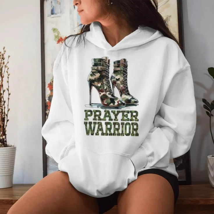 Camo Heels Prayer Warrior Church Service Religious Woman Women Hoodie