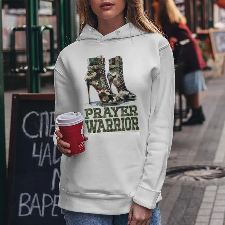 Camo Heels Prayer Warrior Church Service Religious Woman Women Hoodie