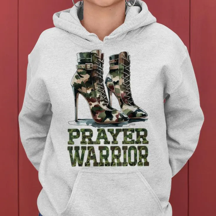 Camo Heels Prayer Warrior Church Service Religious Woman Women Hoodie