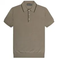 Canali Cotton Polo With Piping Beige