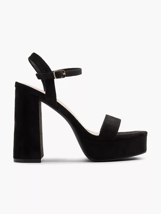 Catwalk  Black Platform Heels with Ankle Strap