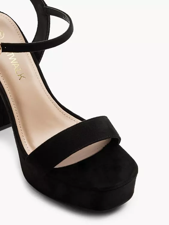 Catwalk  Black Platform Heels with Ankle Strap