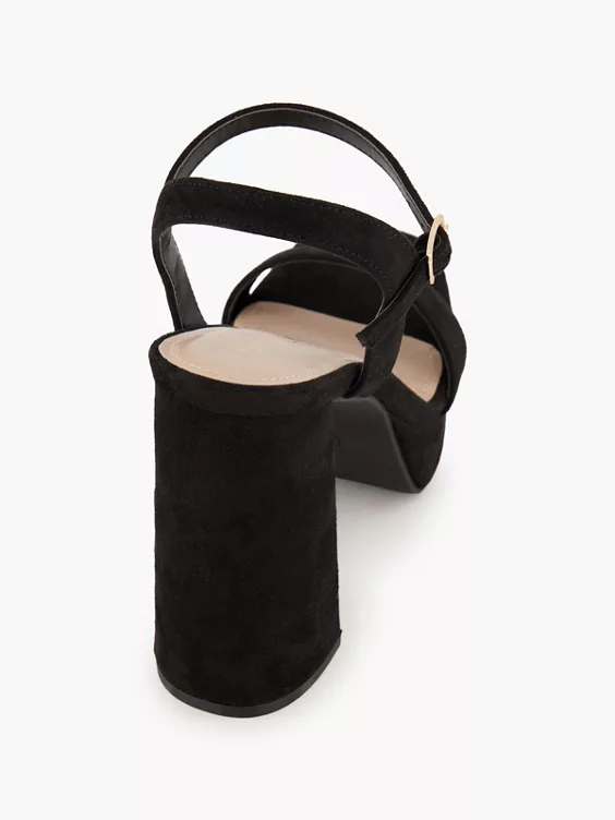 Catwalk  Black Platform Heels with Ankle Strap