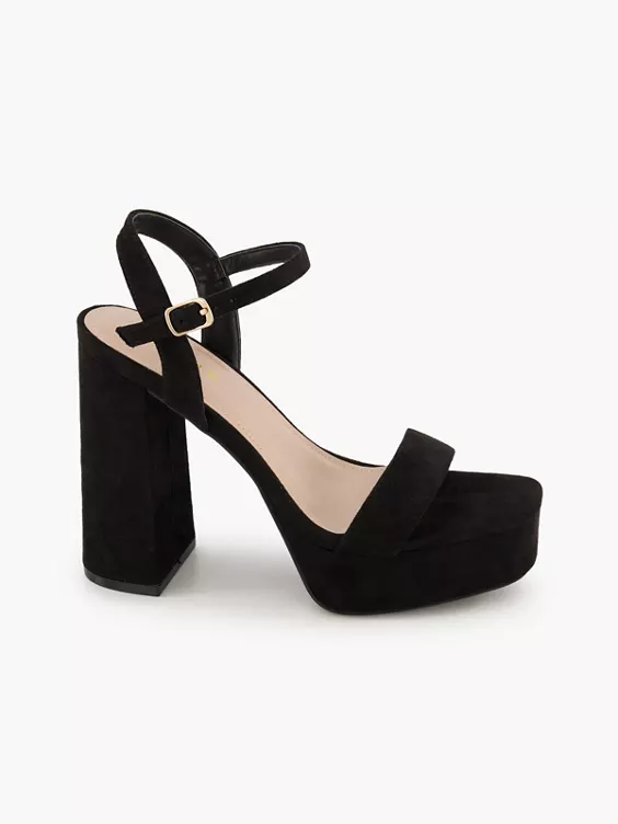 Catwalk  Black Platform Heels with Ankle Strap