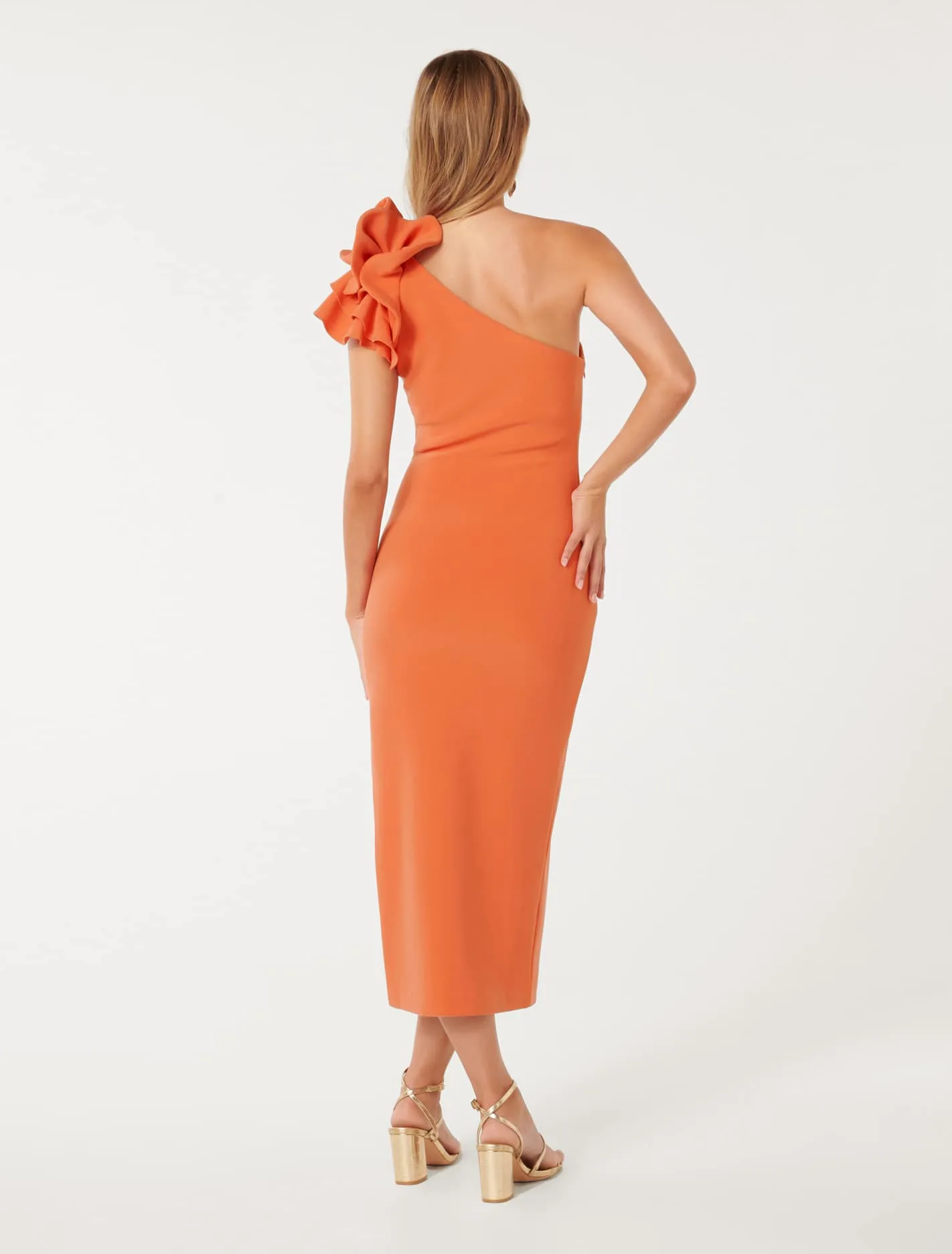 Celeste Ruffle Bodycon Dress with One Shoulder