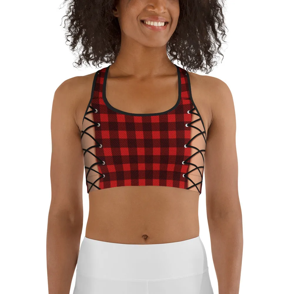 Christmas Lace Up Sports Bra