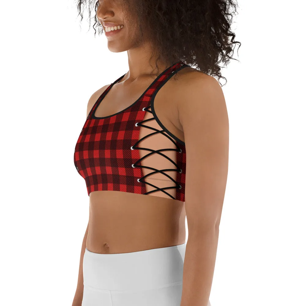 Christmas Lace Up Sports Bra