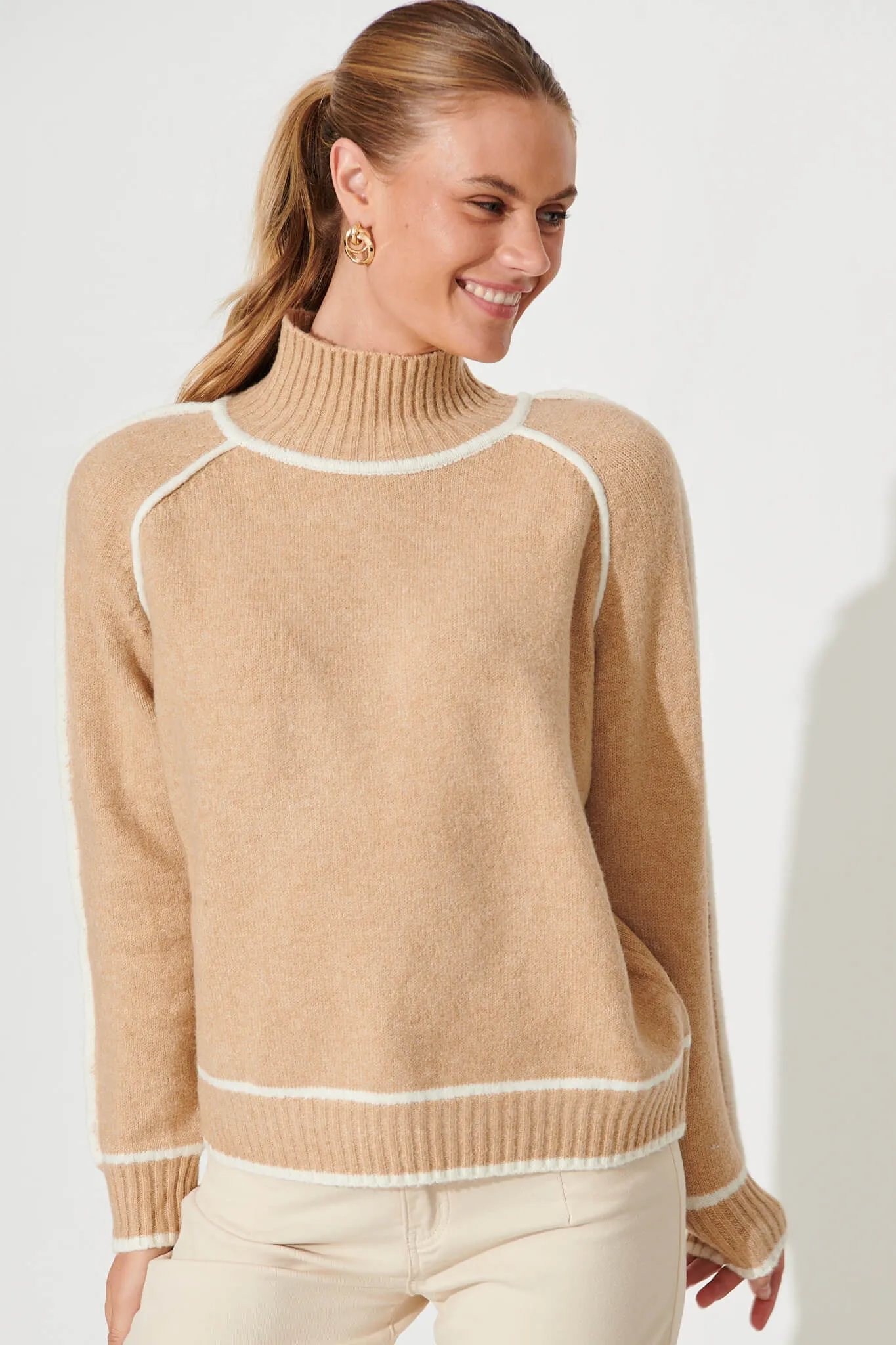 Cinque Knit In Light Brown Wool Blend