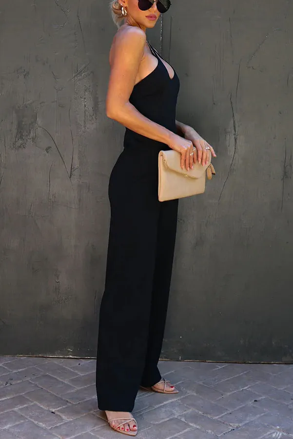 City Night One Shoulder Cutout Flare Jumpsuit